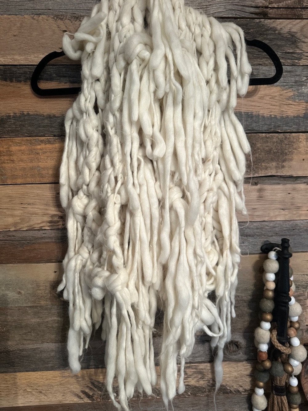 Handmade Cream Fringe boho scarf